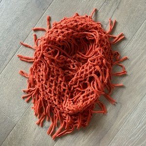 Steve Madden Orange Metallic Fringe Infinity Scarf